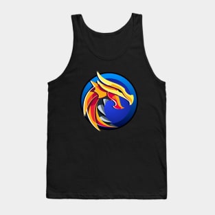 Modern Vector Graphic Robotic Dragons Head Design Tank Top